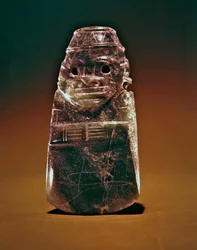 Dieu hache avec visage de singe, de Guacimo, région de Linea Vieja